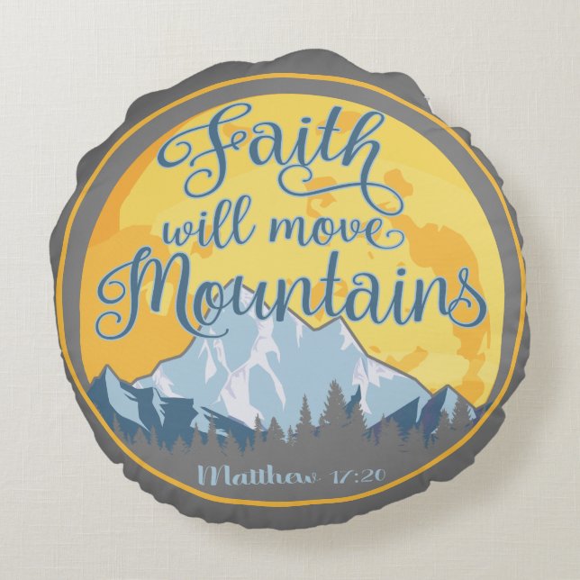 Faith Mountains Christelijk design Rond Kussen (Achterkant)