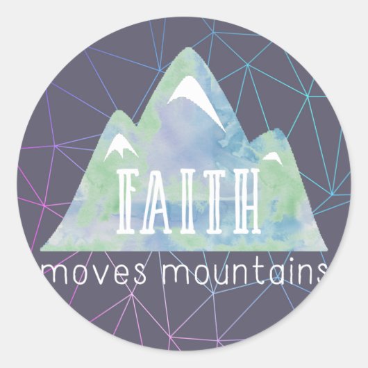 Faith Moves Bergen Paarse hoeken Ronde Sticker (Voorkant)