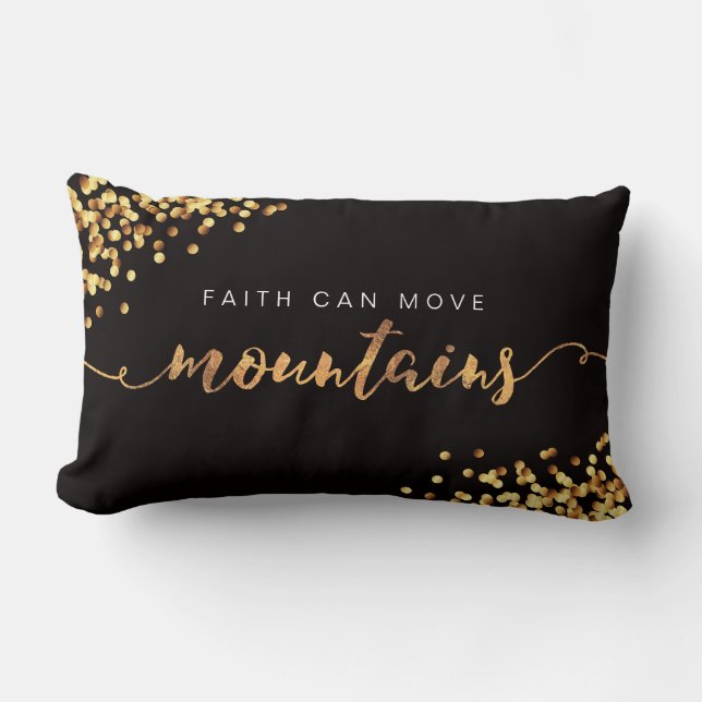 Faith Moves Mountains/Geloof Golden Pillow Kussen (Voorkant)