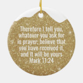 Faith Moves Mountains Gold Sparkle Decor  ⛪️ 🎄 Keramisch Ornament (Achterkant)