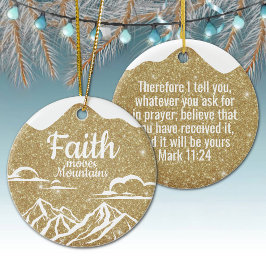 Faith Moves Mountains Gold Sparkle Decor  ⛪️ 🎄 Keramisch Ornament