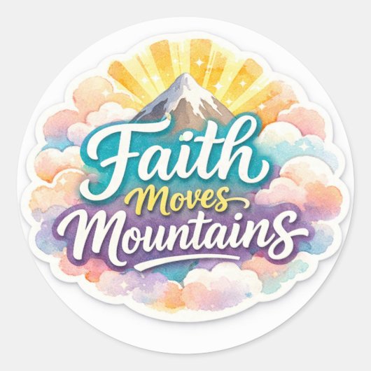 "Faith Moves Mountains Sticker Design" (Voorkant)