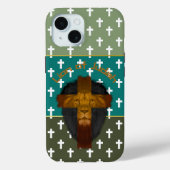 Faith Olive Green Turquoise Cross Lion of Judah Case-Mate iPhone Case (Achterkant)