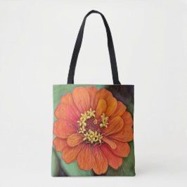 Faith Oranje Zinnia Flower Art Tas