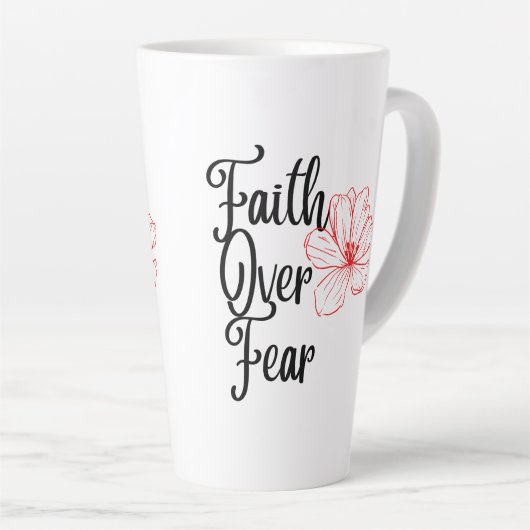 Faith Over Angst Glanzende Inspirerend Thee Latte Latte Mok (Rechterhoek)