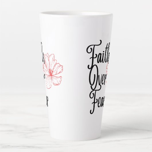 Faith Over Angst Glanzende Inspirerend Thee Latte Latte Mok (Voorkant)
