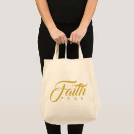 Faith Over Angst Gold Graphic Tote Bag