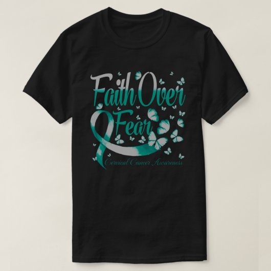 Faith Over Angst Voorlichting over baarmoederhalsk T-shirt (Design voorkant)