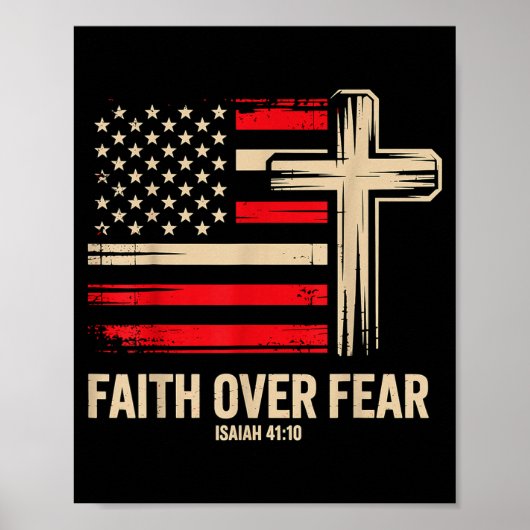 Faith Over Fear American Flag  Poster (Voorkant)