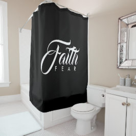 Faith Over Fear Black Douchegordijn