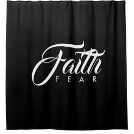 Faith Over Fear Black Douchegordijn