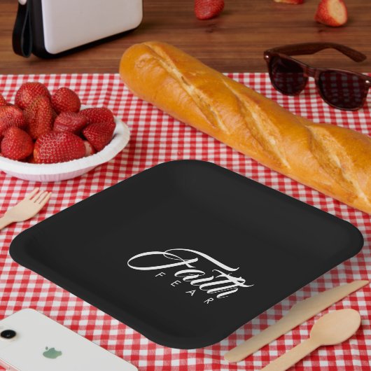 Faith Over Fear Black Papieren Bordje (Picknick)