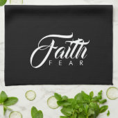 Faith Over Fear Black Theedoek (Gevouwen)