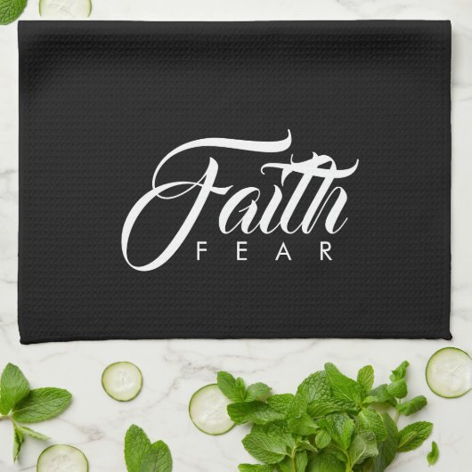 Faith Over Fear Black Theedoek (Gevouwen)