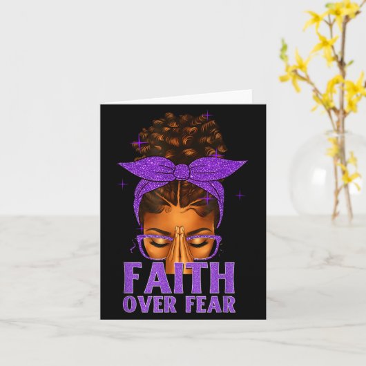 Faith Over Fear Black Women Afro Christian African Kaart (Gele Bloem)