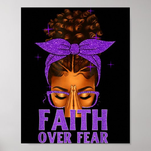 Faith Over Fear Black Women Afro Christian African Poster (Voorkant)