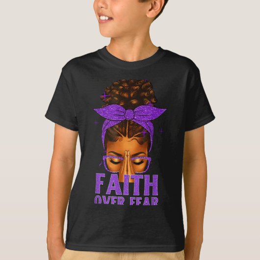 Faith Over Fear Black Women Afro Christian African T-shirt (Voorkant)