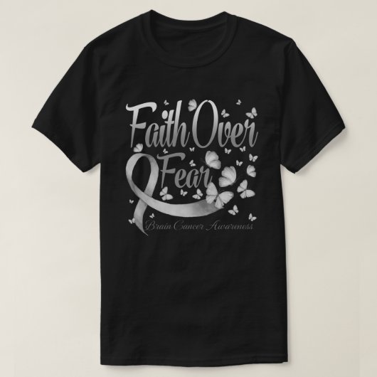 Faith Over Fear Brain Cancer Awareness Butterfly T-shirt (Design voorkant)