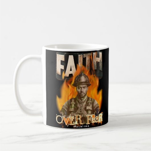 Faith Over Fear Brandweerman Christelijk Faith Koffiemok (Links)