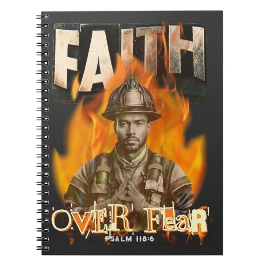Faith Over Fear Brandweerman Christelijk Faith Notitieboek (Voorkant)