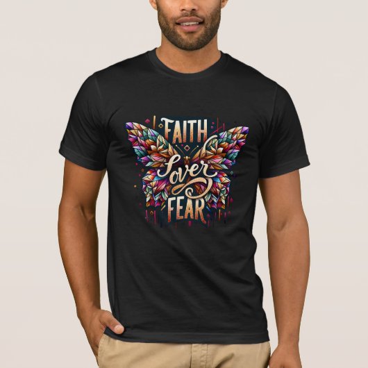 Faith Over Fear Butterfly Inspirational T-Shirt (Voorkant)