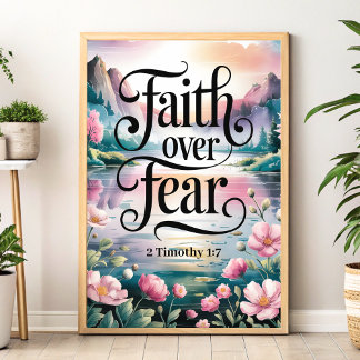 Faith Over Fear – Christelijke muurkunst voor vrou Poster