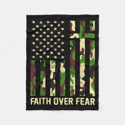 Faith Over Fear Christian Americn Flag Camouflage  Fleece Deken (Voorkant)