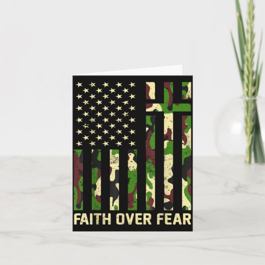 Faith Over Fear Christian Americn Flag Camouflage  Kaart (Voorkant)