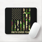 Faith Over Fear Christian Americn Flag Camouflage  Muismat (Met muis)