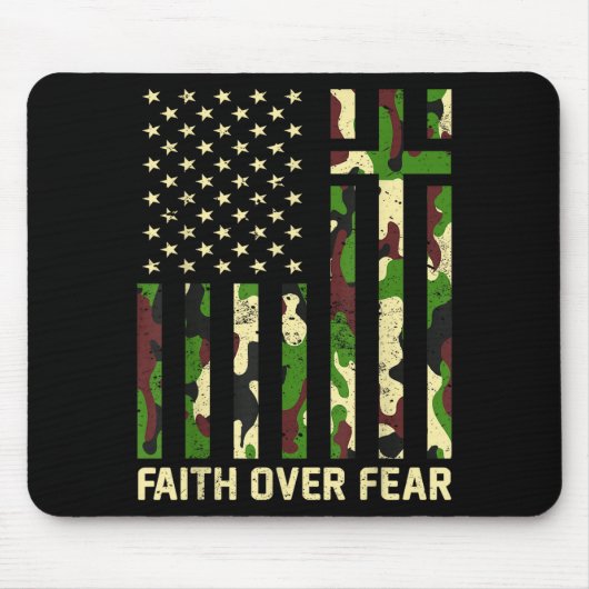 Faith Over Fear Christian Americn Flag Camouflage  Muismat (Voorkant)
