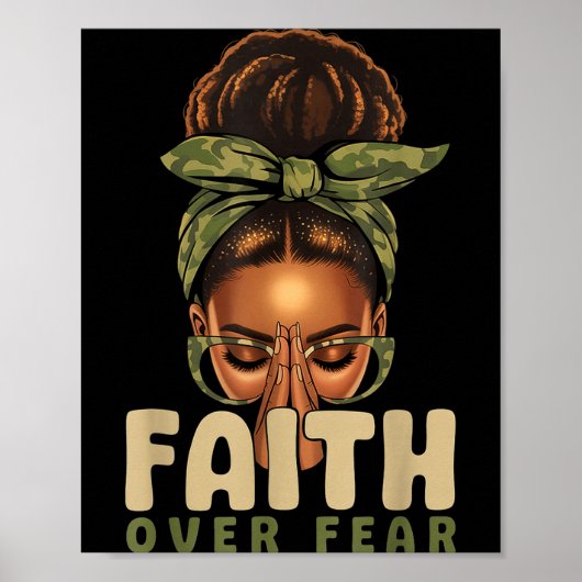 Faith Over Fear Christian Camo African American Af Poster (Voorkant)