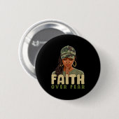 Faith Over Fear Christian Camo African American Af Ronde Button 5,7 Cm (Voorkant /achterkant)