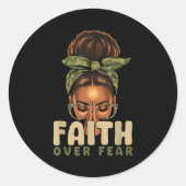 Faith Over Fear Christian Camo African American Af Ronde Sticker (Voorkant)