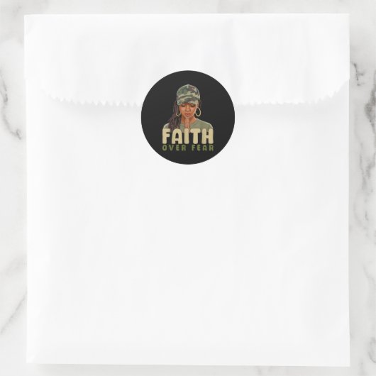 Faith Over Fear Christian Camo African American Af Ronde Sticker (Tas)