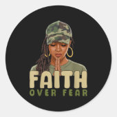 Faith Over Fear Christian Camo African American Af Ronde Sticker (Voorkant)