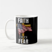 Faith Over Fear Christian Cross American Flag Tee  Koffiemok (Links)