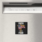 Faith Over Fear Christian Cross American Flag Tee  Magneet (Insitu (Vaatwasser))
