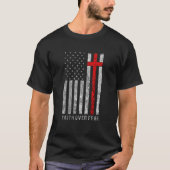 Faith Over Fear Christian Cross Amerikaanse Vlag B T-shirt (Voorkant)