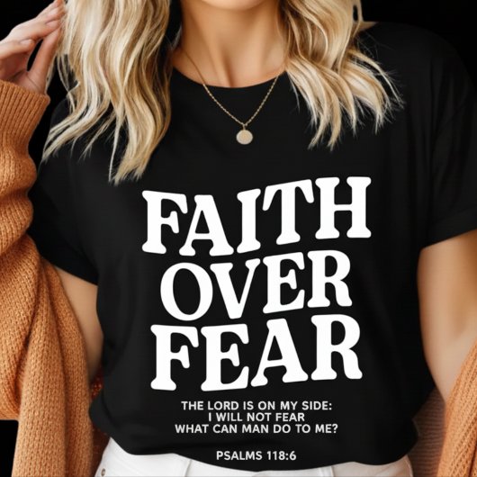 Faith Over Fear Christian– Psalm 118:6 Bible Verse Tri-Blend Shirt