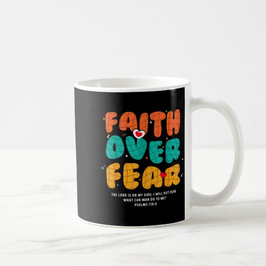 Faith Over Fear Christian Religious Groovy Men Wom Koffiemok (Rechts)
