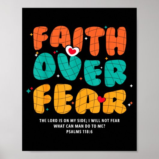 Faith Over Fear Christian Religious Groovy Men Wom Poster (Voorkant)