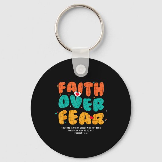 Faith Over Fear Christian Religious Groovy Men Wom Sleutelhanger (Voorkant)