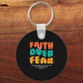 Faith Over Fear Christian Religious Groovy Men Wom Sleutelhanger (Voorkant)