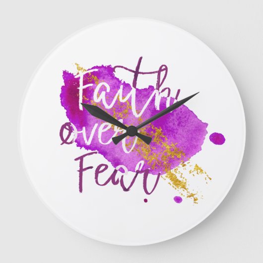 Faith Over Fear Christian Scripture Watercolor Art Grote Klok (Voorkant)