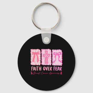 Faith Over Fear Coquette Boog Plaid Borstkanker A Sleutelhanger