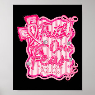 Faith Over Fear Coquette Bow Cross Christelijke Br Poster