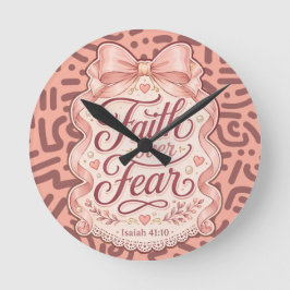 Faith Over Fear Coquette Christelijk Cadeau Huisde Ronde Klok