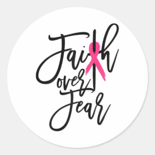 Faith Over Fear Cross borstkanker bewustzijn Chris Ronde Sticker