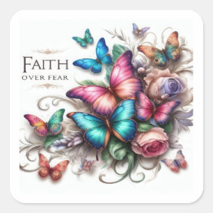 "Faith Over Fear" Elegante Vlinder Stickers -