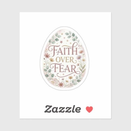 Faith Over Fear Floral Easter Egg Religious  Sticker (Vel)